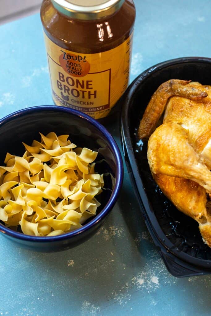 Basic ingredients for chicken and noodles