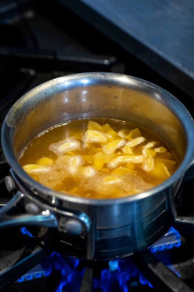 Starting the chicken and noodles.