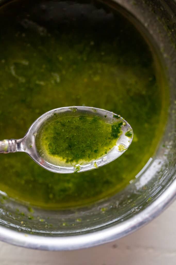 Vinaigrette ingredients stirred together