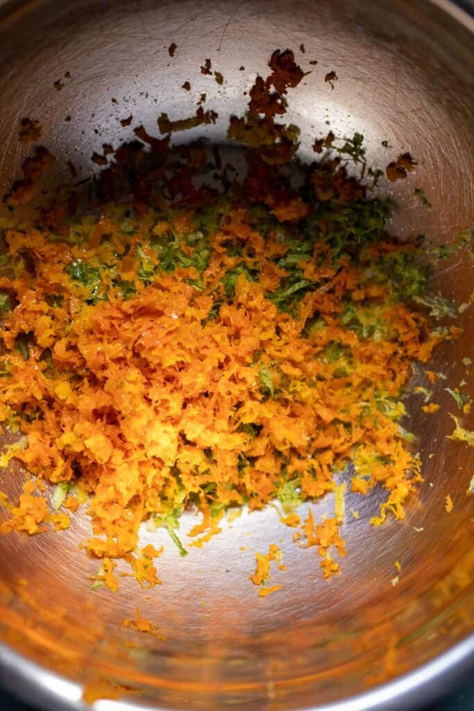 Lots of citrus zest for marinade.