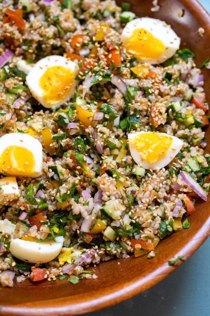 Bulgar Salad with Jammy Eggs