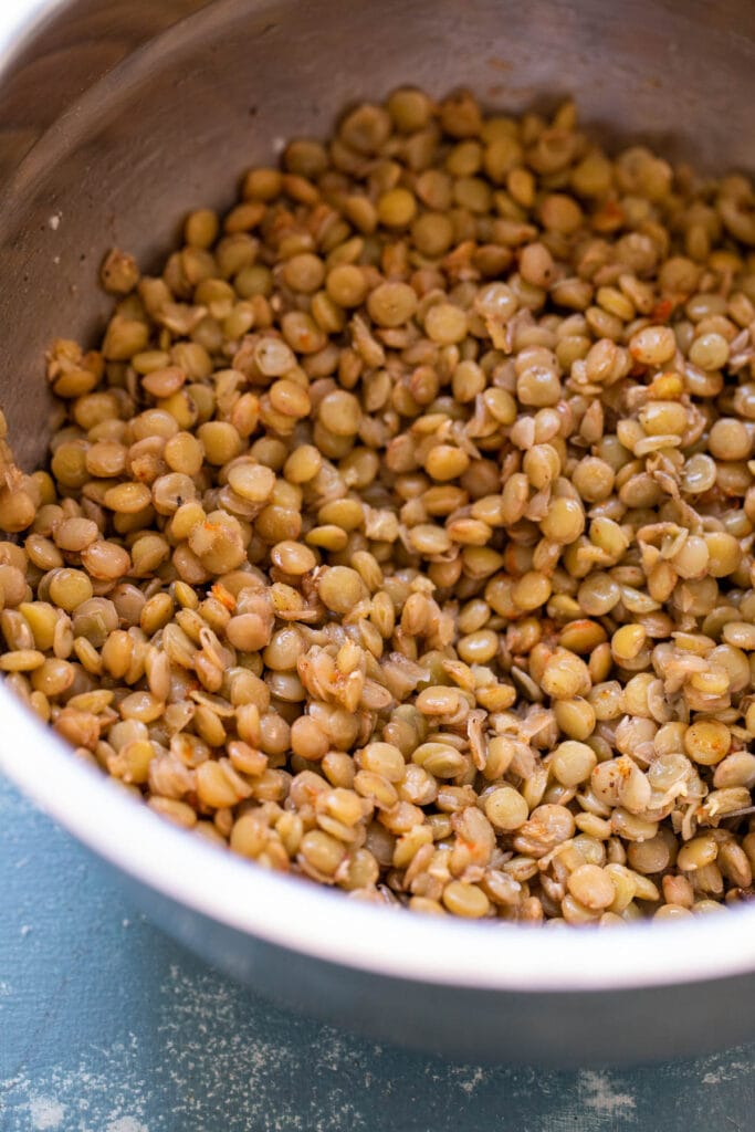 Cooked lentils for salad