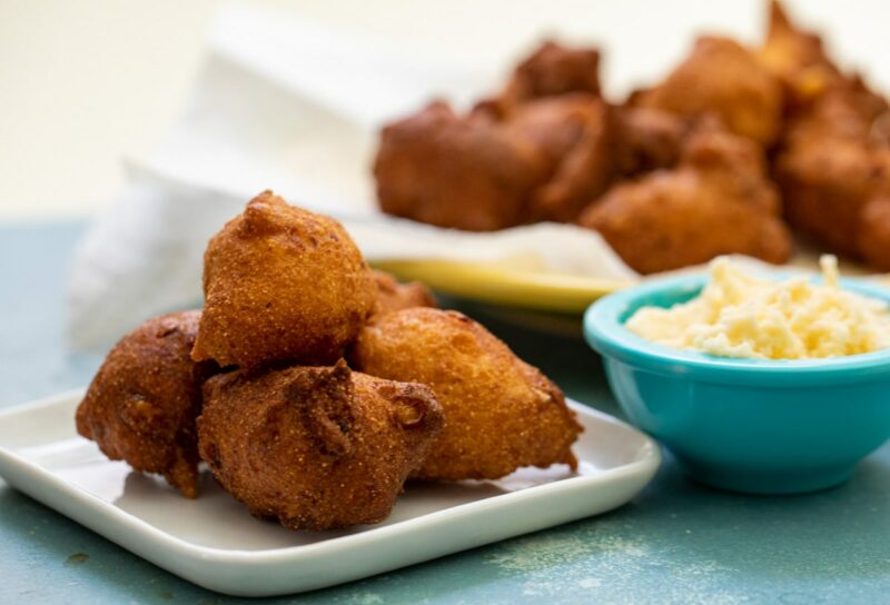 Sweet Corn Hush Puppies with Honey Butter ~ Crunch Time Kitchen