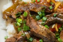 Slow cooker pepper steak.