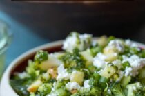 This broccoli crunch salad is a healthy addition to any dinner or lunch and is packed with crunchy ingredients like apples, peanuts, and celery. macheesmo.com #broccoli #crunch #salad