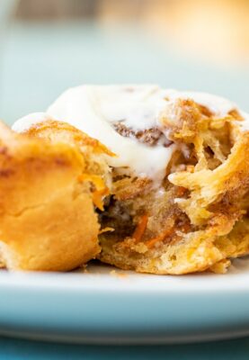 Carrot Cake Cinnamon Rolls on plate