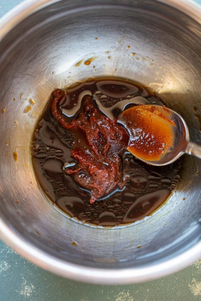 Making gochujang glaze.