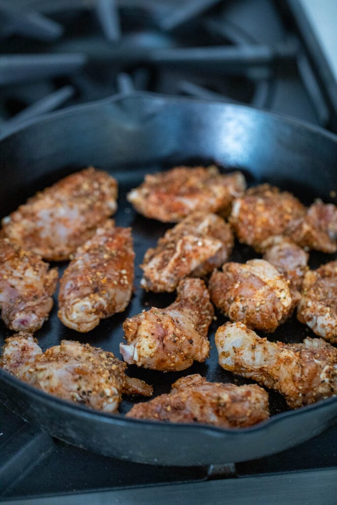 Starting to cook chicken wings.