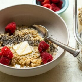 Freezer oatmeal with berries.