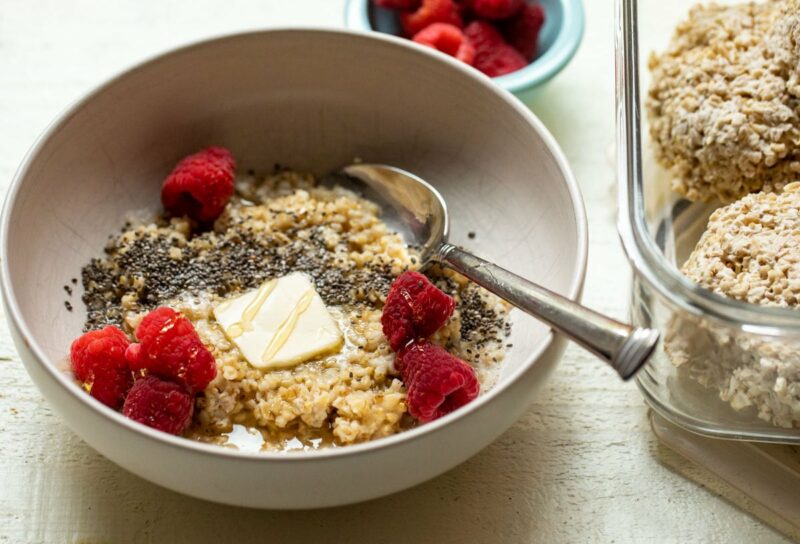 Freezer oatmeal with berries.