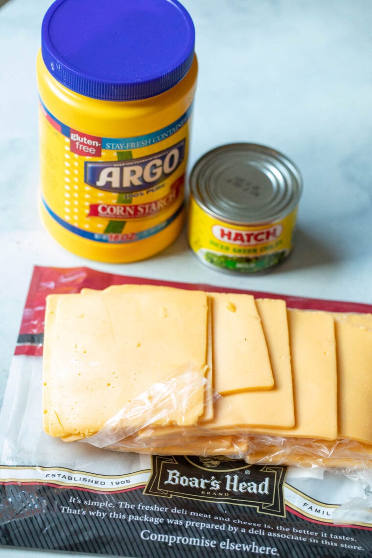Basic ingredients for microwaved queso.