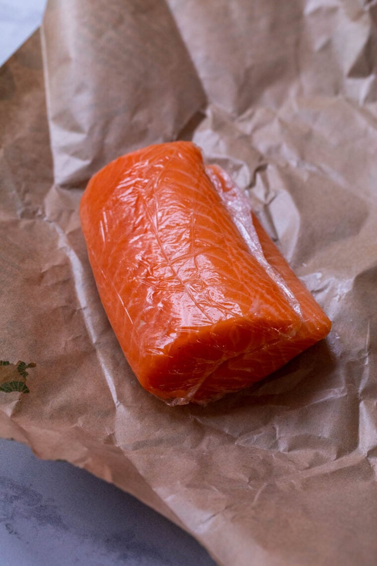 Sushi grade salmon for poke.