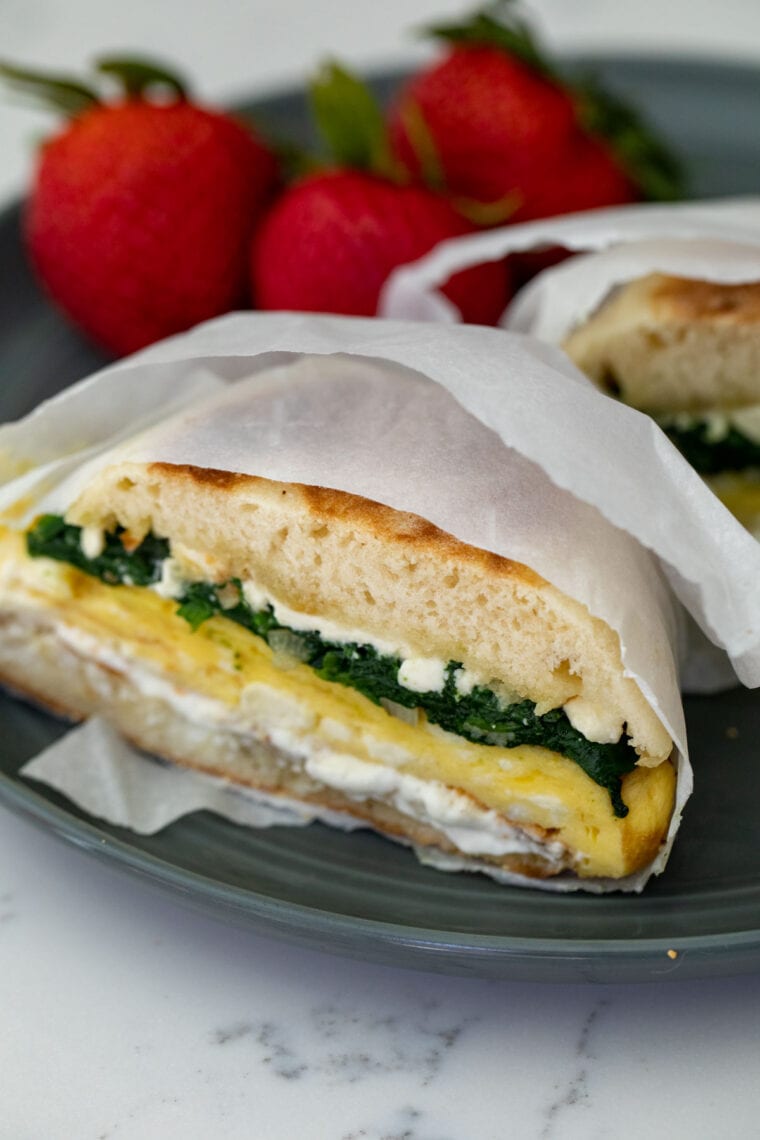 Wrapped breakfast sandwich.