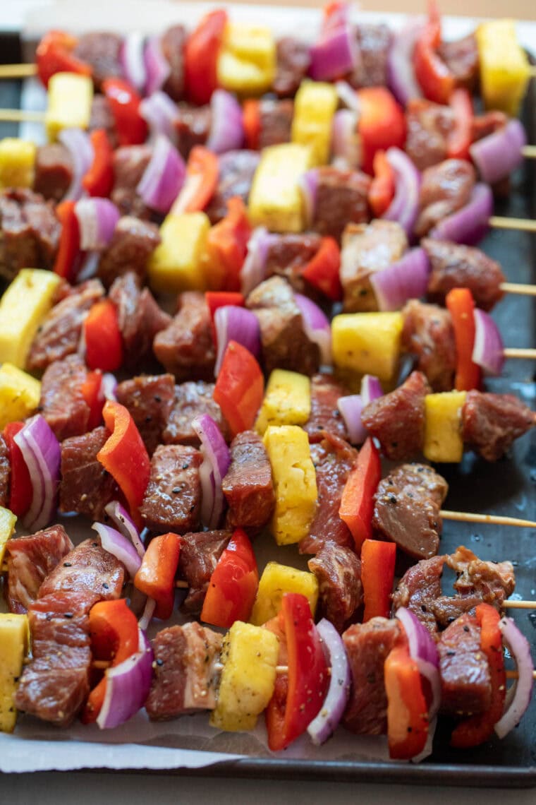 Teriyaki Beef Skewers for grilling.
