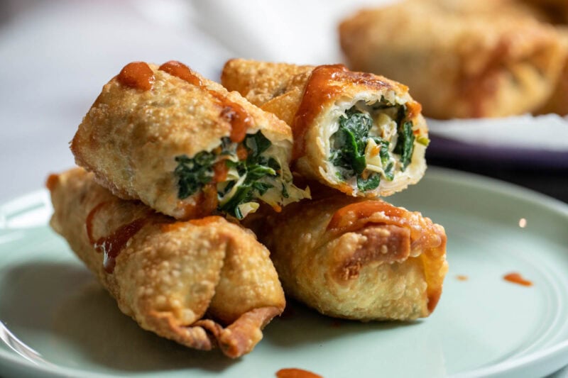 Spinach Artichoke Egg Rolls Recipe.