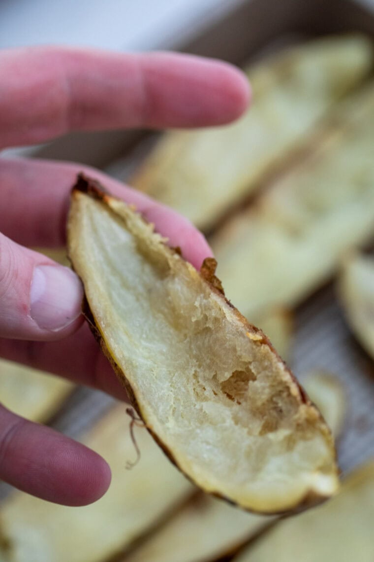 Ready to stuff potato skin.