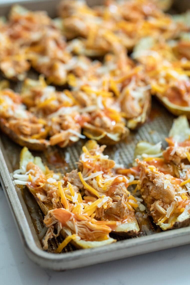 Ready to bake potato skins.