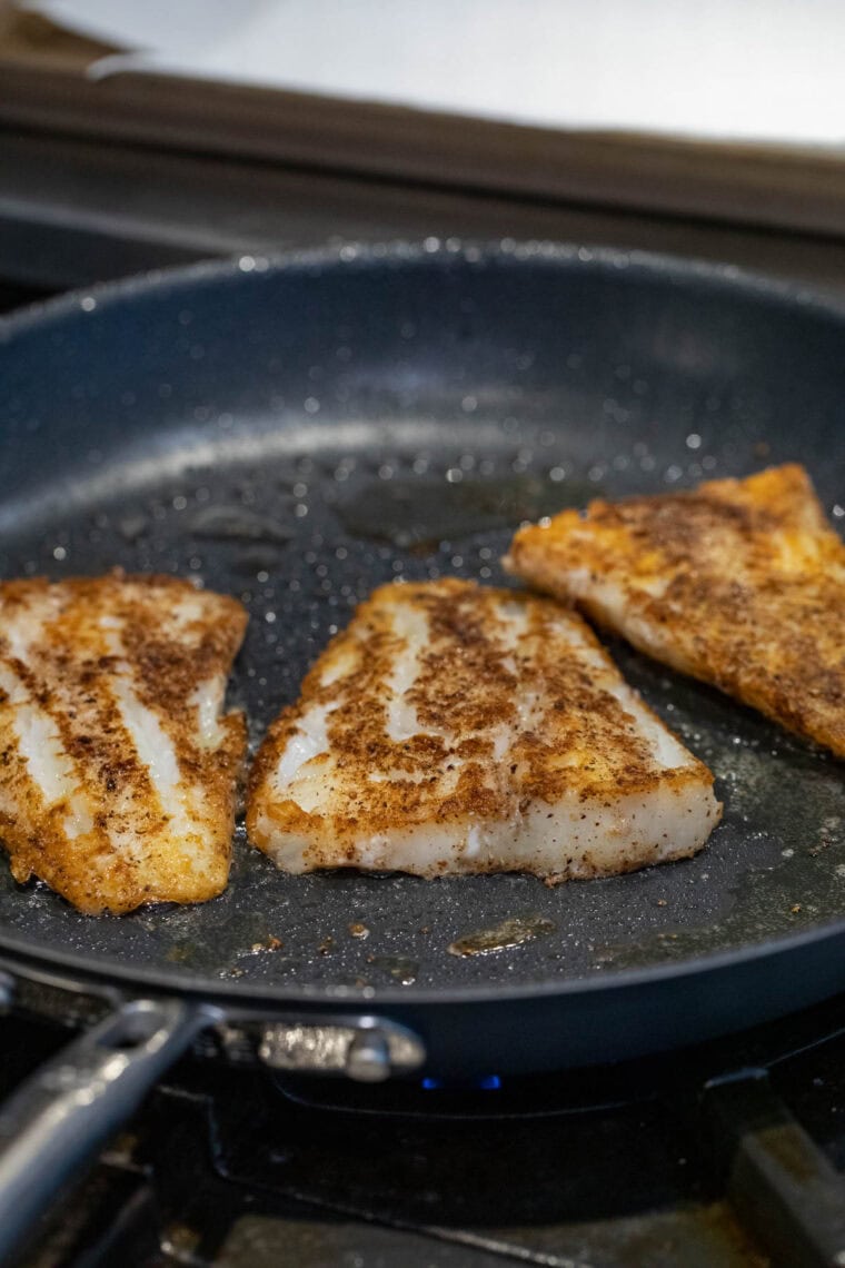 Seared cod.