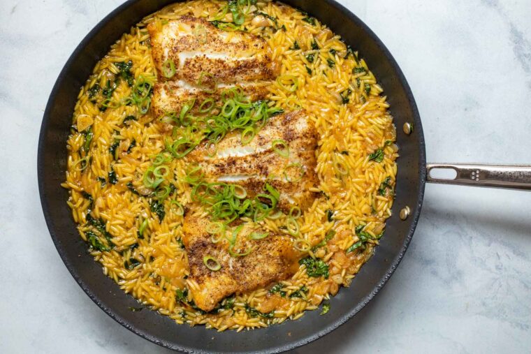 Cod with Coconut orzo.