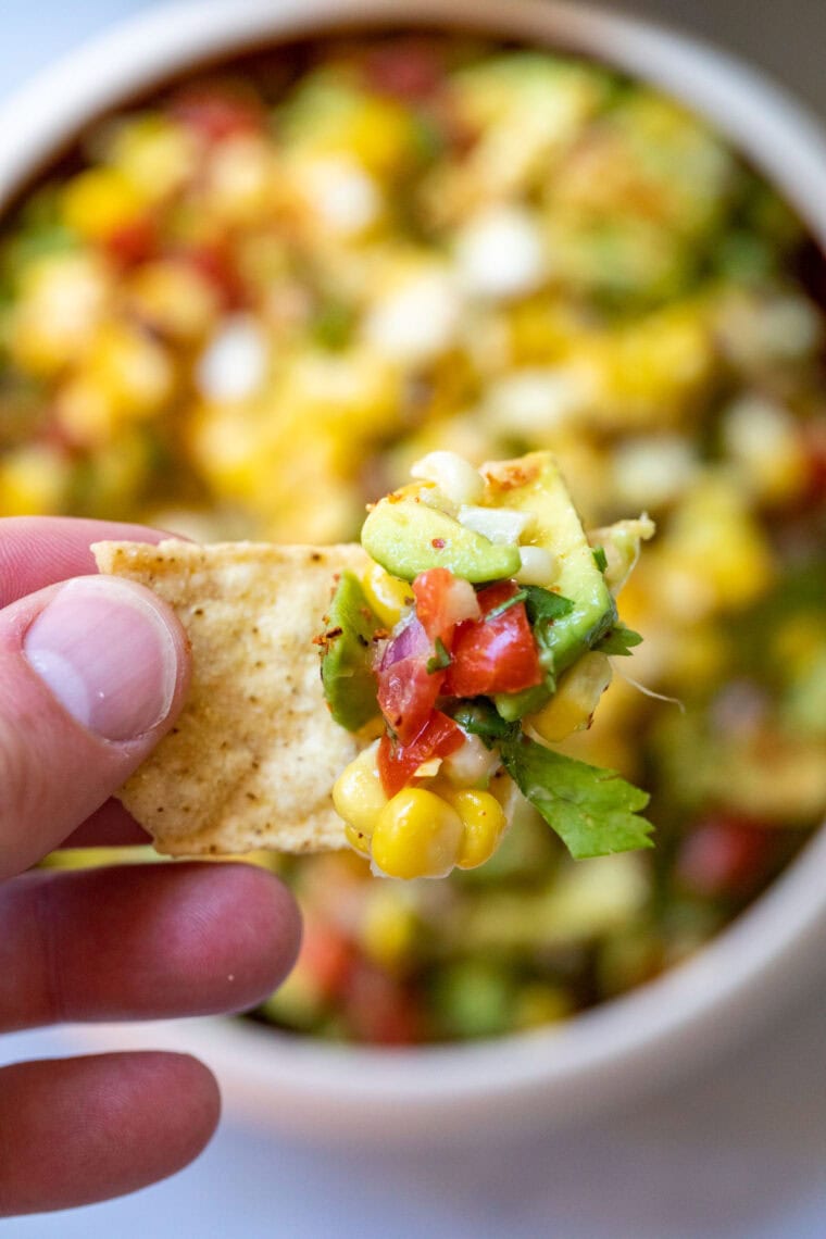 Finished corn avocado salsa.