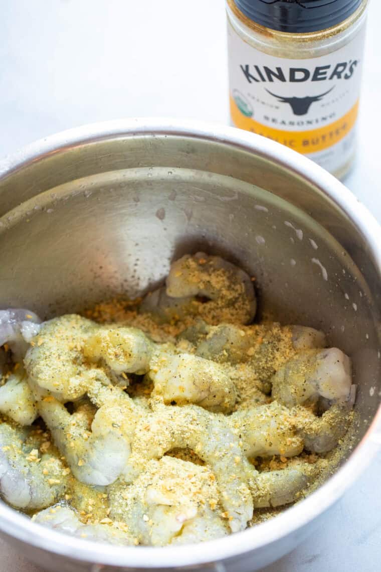 Marinating shrimp.