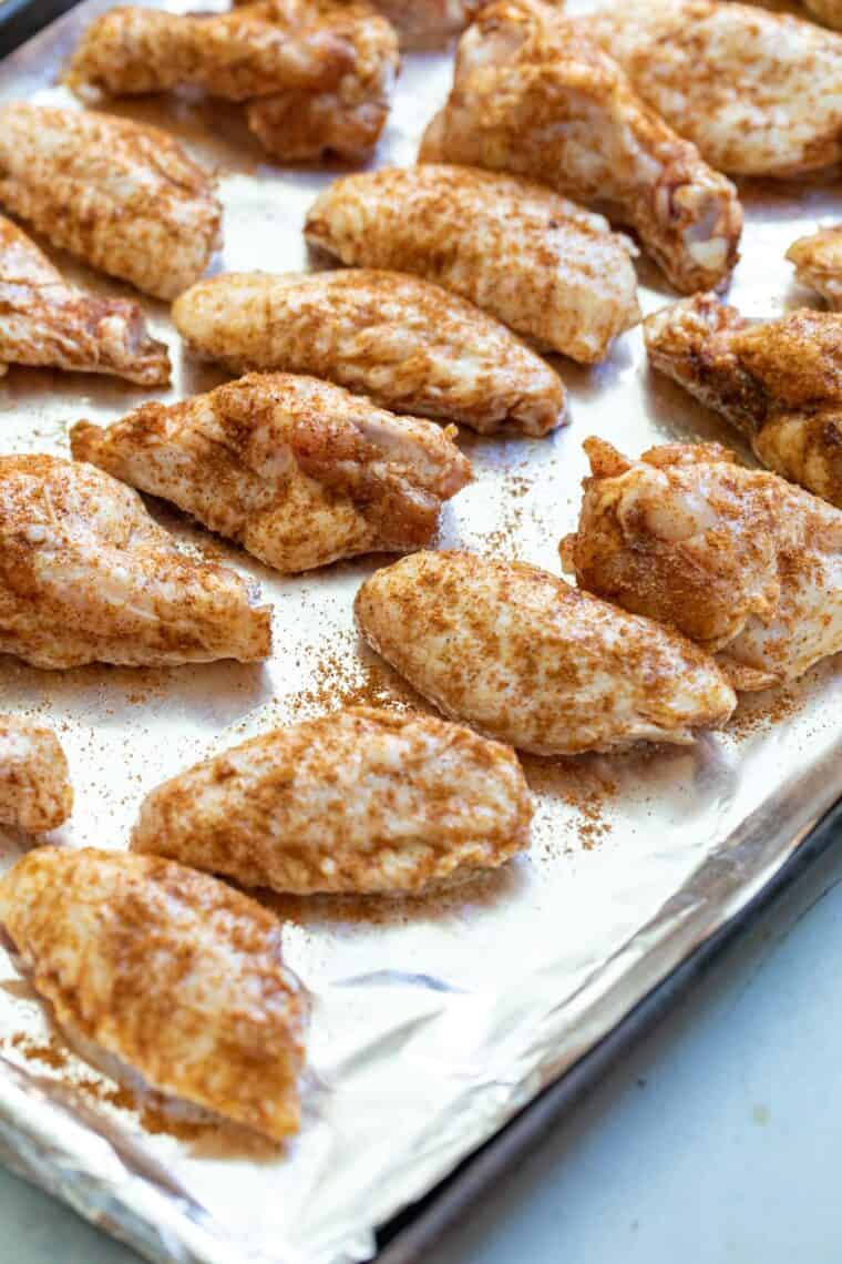 Chicken wings ready to bake.
