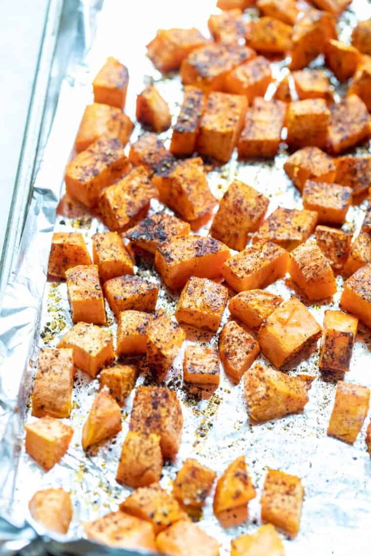 Roasted sweet potatoes.