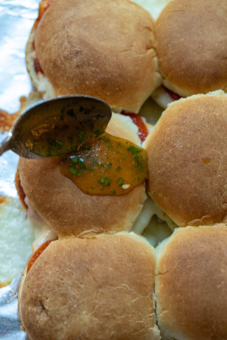 Hot honey butter on sliders.